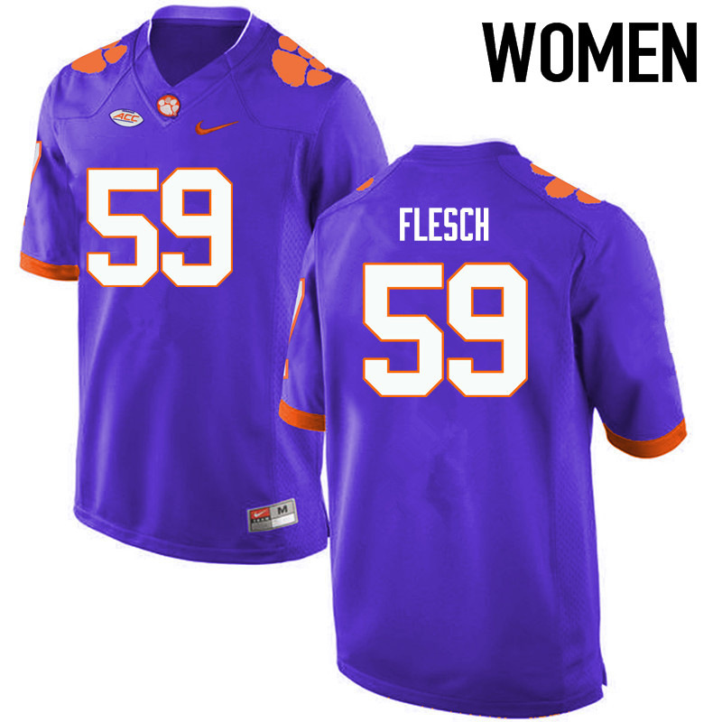Women Clemson Tigers #59 Jeb Flesch College Football Jerseys-Purple - Click Image to Close